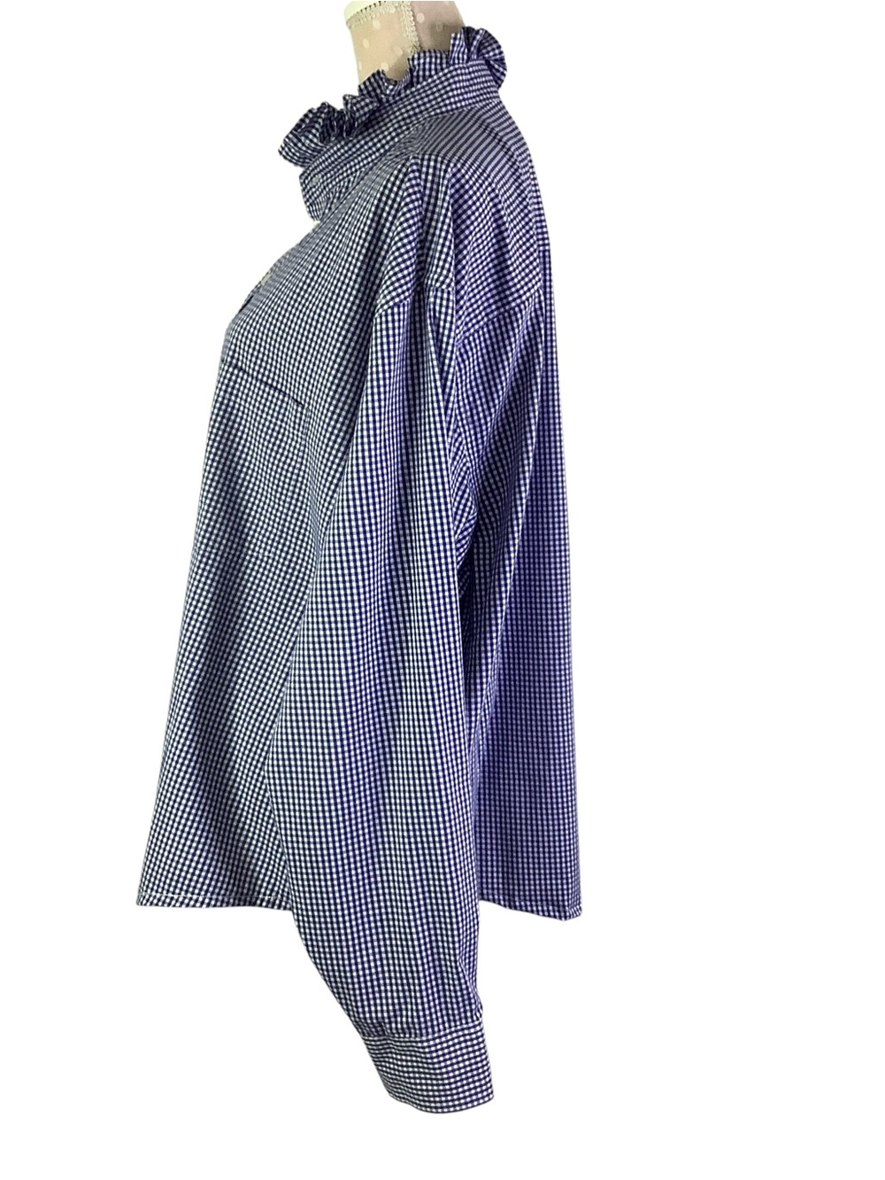 Izod Upcycled Navy and White Gingham Shirt - Picture 5 of 10